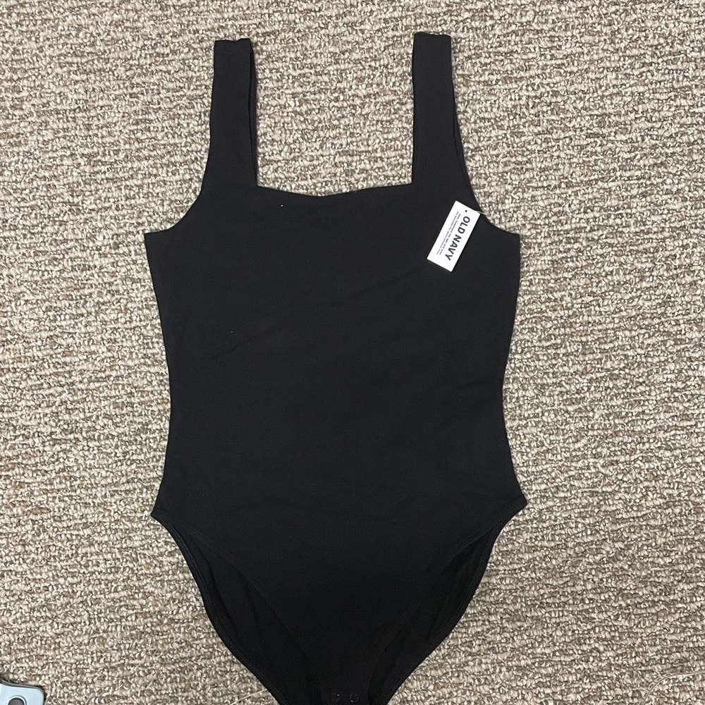 New Old Navy Black Square Neck Bodysuit